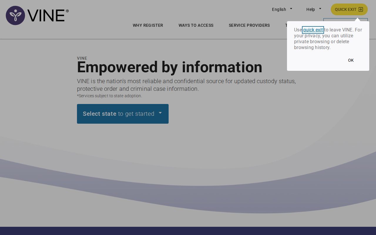 VINELink interface for a Lawrence County Arkansas custody check